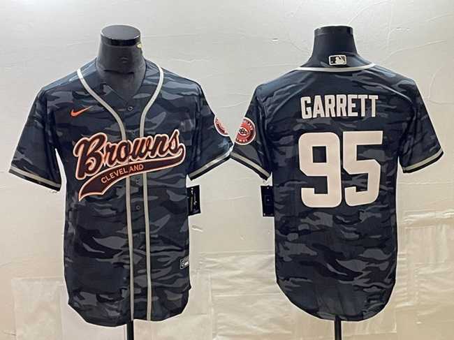 Men's Cleveland Browns #95 Myles Garrett Gray Camo With Patch Cool Base Stitched Baseball Jersey,We sell and wholesale Men's Cleveland Browns #95 Myles Garrett Gray Camo With Patch Cool Base Stitched Baseball Jersey on line form chian!